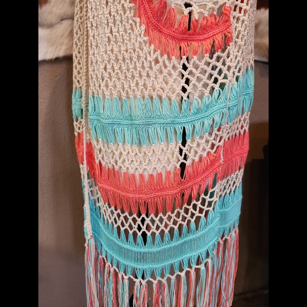 Frazzle Crochet Fringe Vest Sz L - Picture 5 of 9